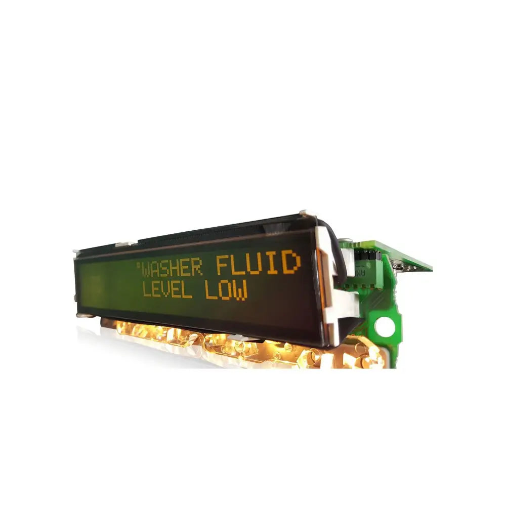 LCD Display Saab zeigt WASHER FLUID LEVEL LOW auf Kabel Weiß an